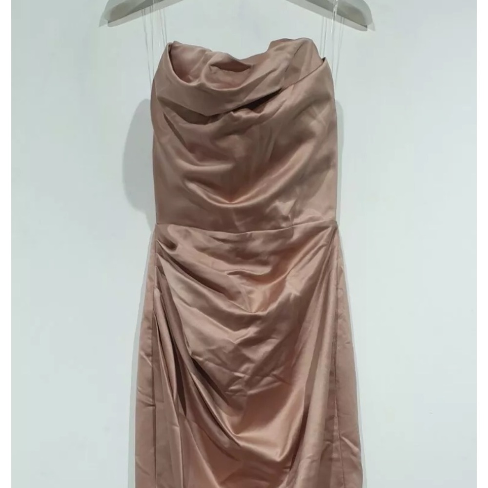 COPY - Blush Satin Strapless Corset Dress - Picture 4 of 8